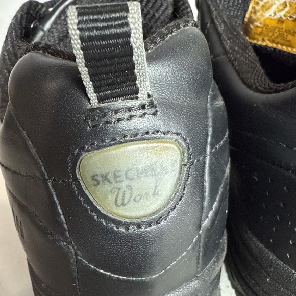 Skechers Work Shoe Men's Sz 9 Shape Ups Work Walking Black Leather Non-Slip - Picture 4 of 15
